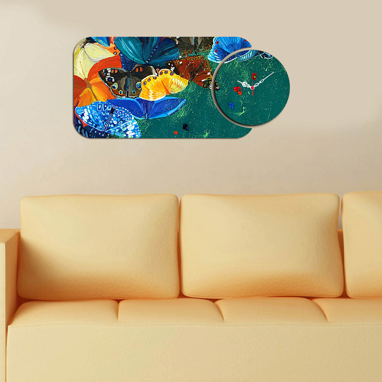 Ceas de perete, YMS-75, Dimensiune: 68 x 32 cm, Multicolor - imagine 3